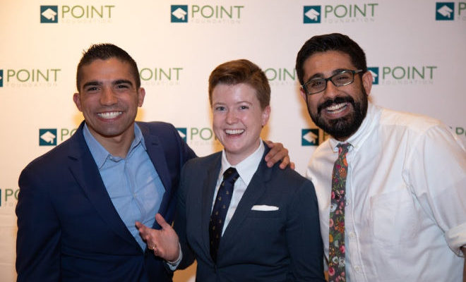 Point Scholars Eric Gonzaba, Shannon Moran, and Adil Mansoor