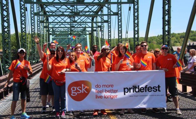 Tracey Fama and GSK march in PRIDE parade