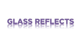 GLASS Reflects in purple mirrored words